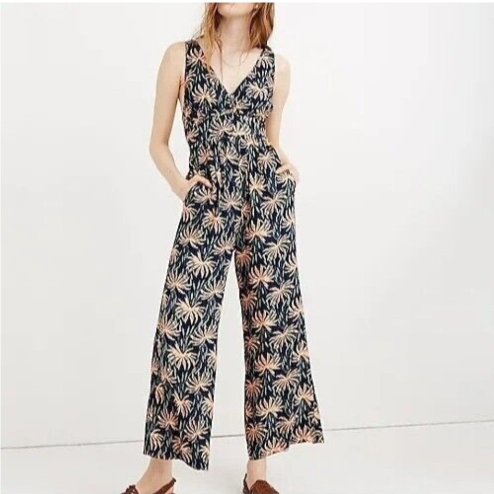 Madewell Palm print jumpsuit summer resort wear 2